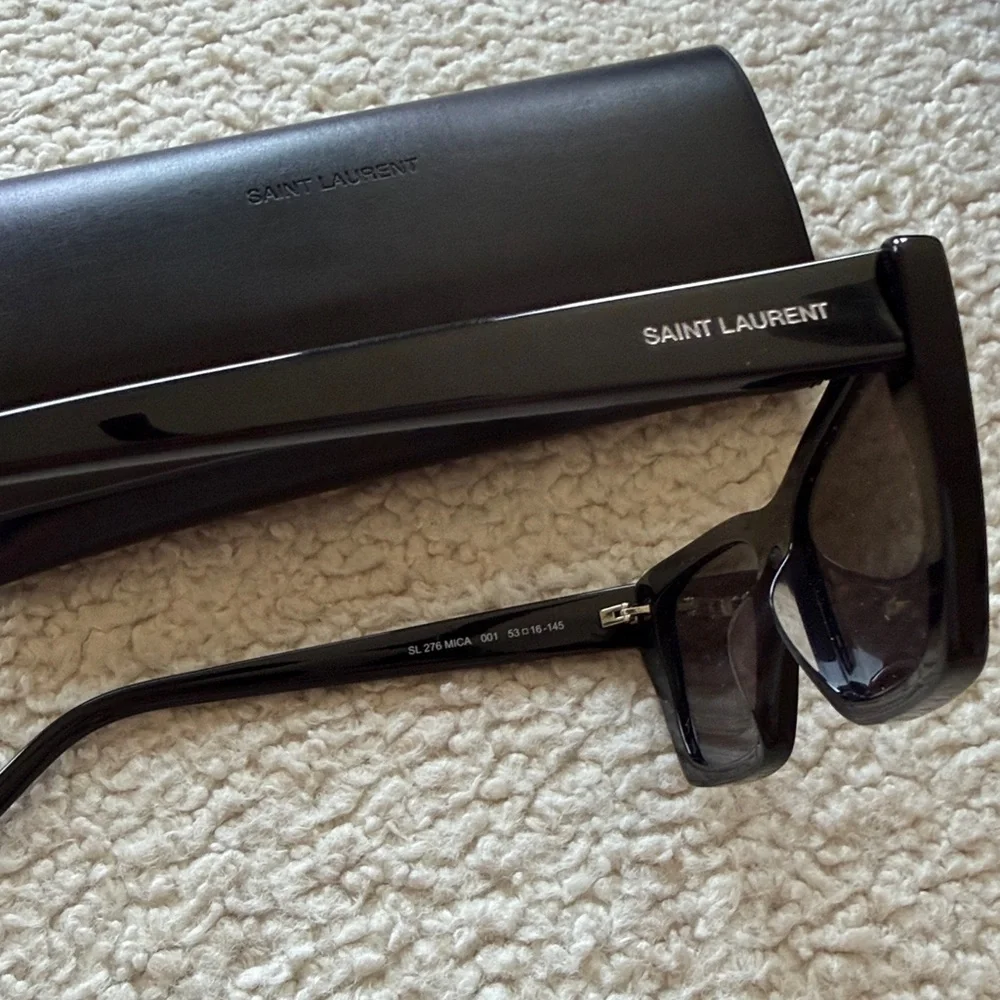 NEW / SAINT LAURENT MICA SUNGLASSES / cat eye acetate sunglasses black - Picture 6 of 9